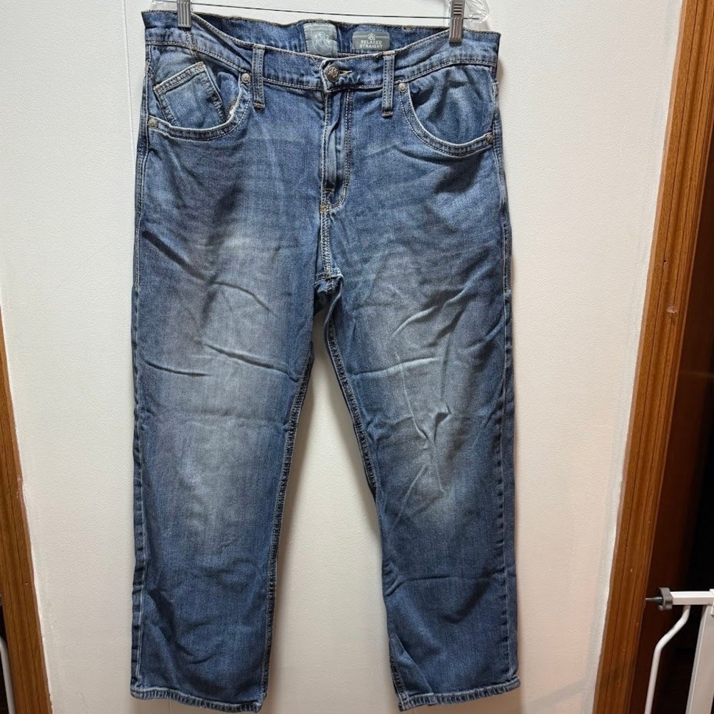 Rock & Republic Grady Relaxed Straight Leg Jeans Blue Denim Men Size 36x30